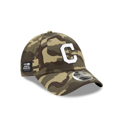 Green Cleveland Indians Hat - New Era MLB Armed Forces Weekend Stretch Snap 9FORTY Adjustable Caps USA1820345